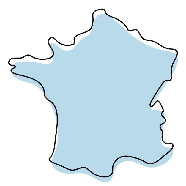 Carte simplifiée de la France en bleu avec un contour noir.